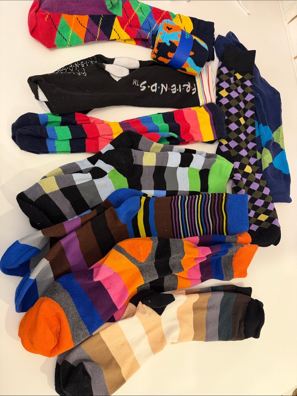 Colorful Men's Crew Socks - Assorted Stripes & Patterns
